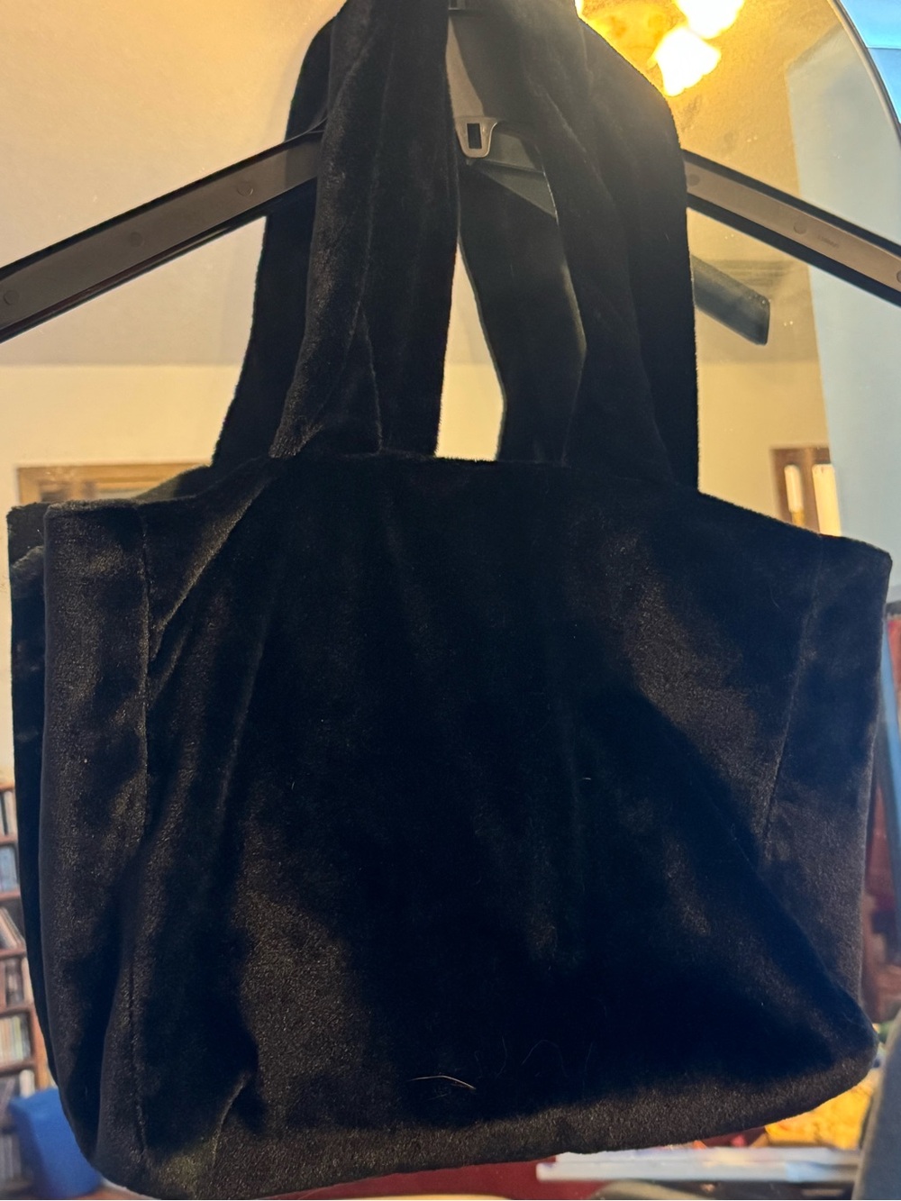 Black Velvet Tote Bag - Classic Soft Carryall